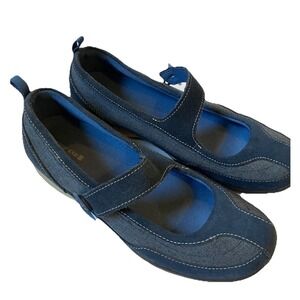 Land's End Shoe Size 8 1/2 Navy Blue prairie Slip On cottagecore flats ballet